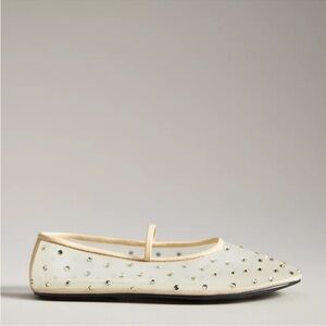 New Jeffrey Campbell Swan Lake Gem Mesh Flats Rhinestone Ballet Yellow